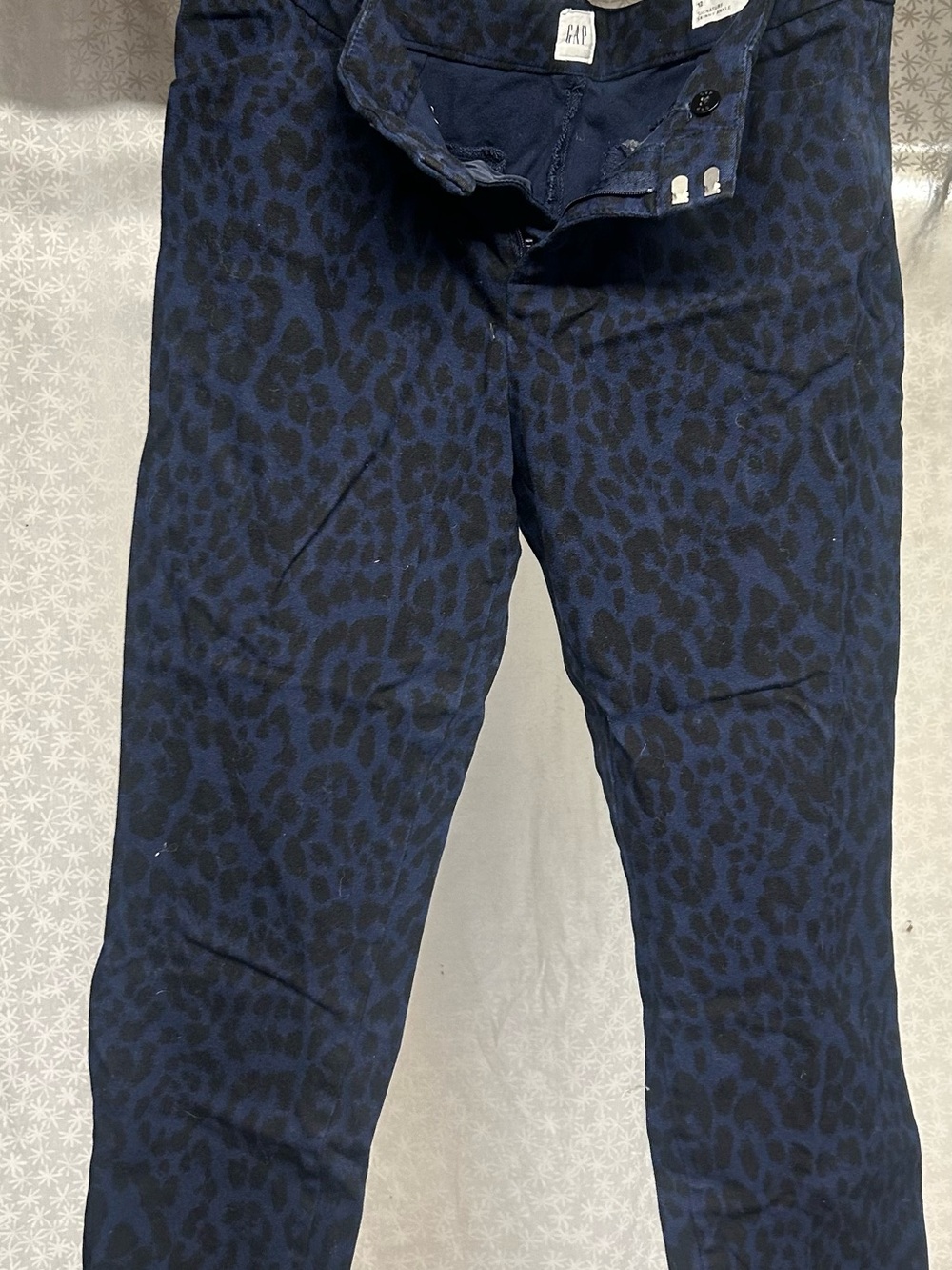 GAP Navy Leopard Print Slim Bottoms